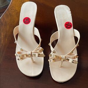 Olivia Miller Cream Studded Sandals